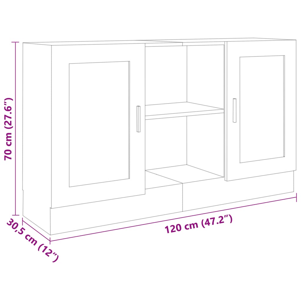 skænk 120x30,5x70 cm konstrueret træ sonoma-eg
