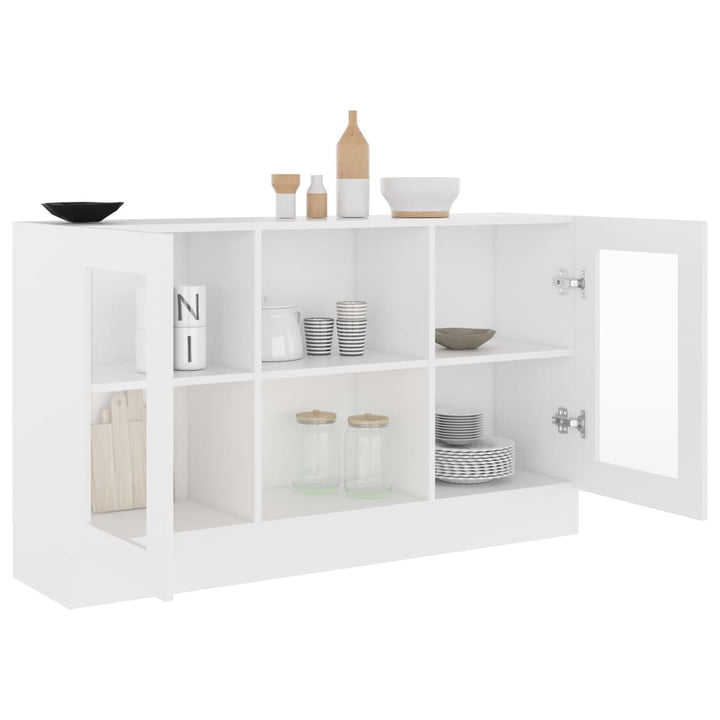 vitrineskab 120x30,5x70 cm konstrueret træ hvid
