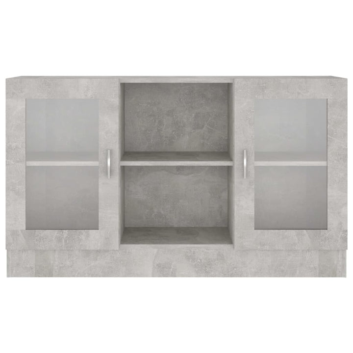 vitrineskab 120x30,5x70 cm konstrueret træ betongrå