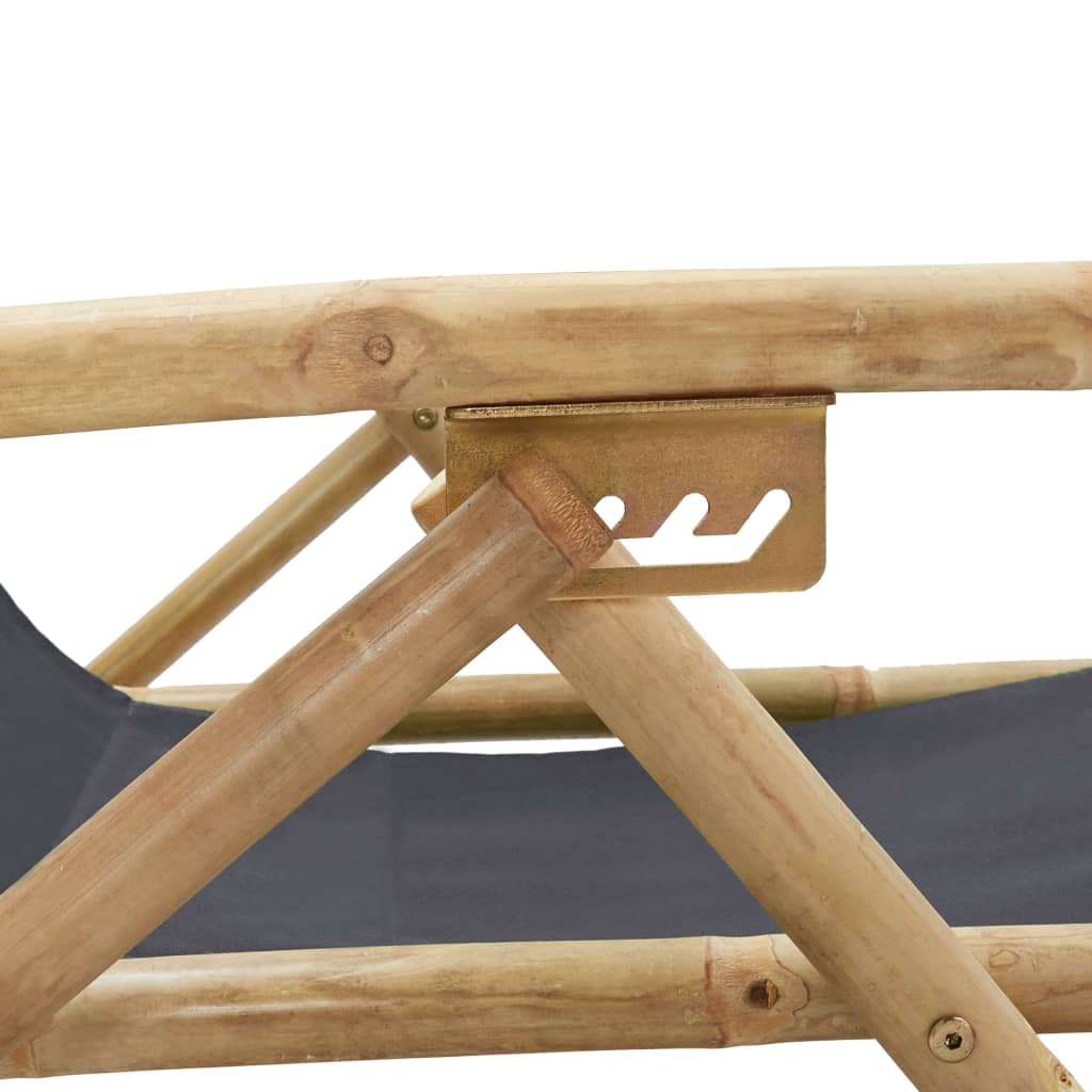 campingstol bambus og stof mørkegrå