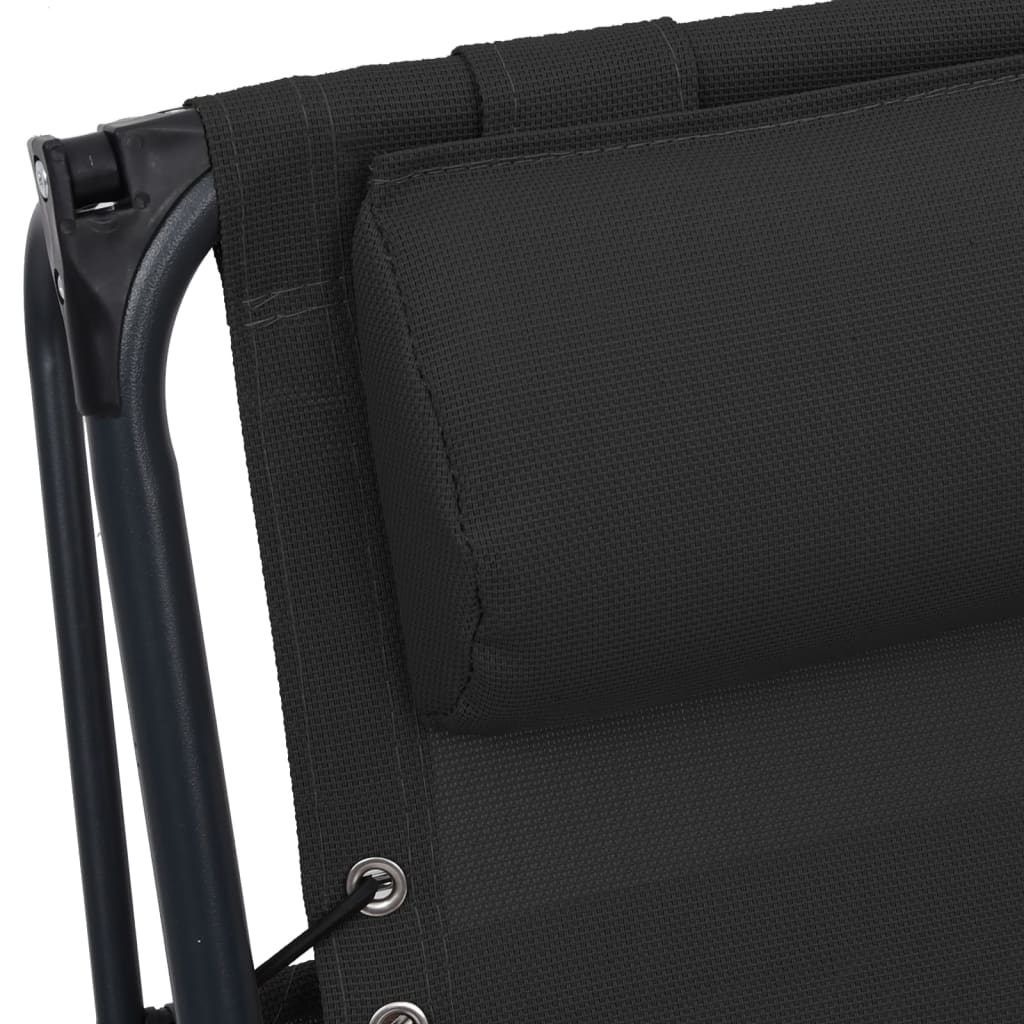 foldbare dækstole 2 stk. textilene sort