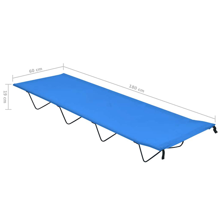 campingseng 180x60x19 cm oxfordstof og stål blå