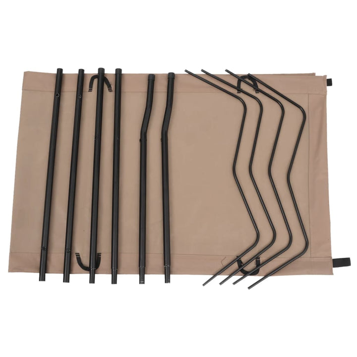 campingseng 180x60x19 cm oxfordstof og stål gråbrun