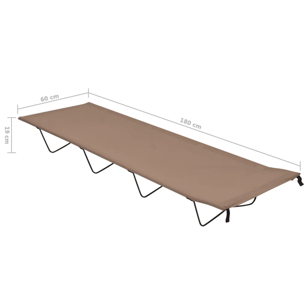 campingseng 180x60x19 cm oxfordstof og stål gråbrun