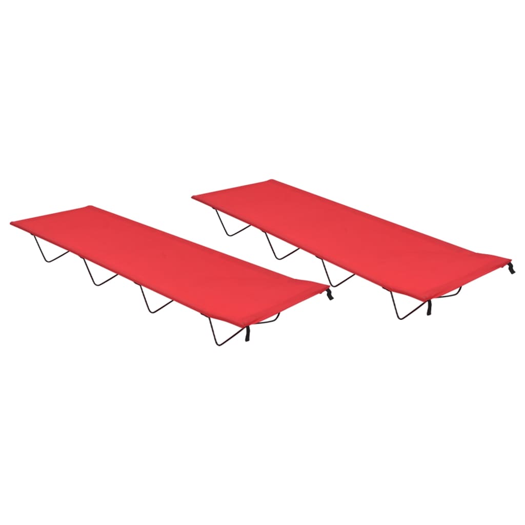 campingsenge 2 stk. 180x60x19 cm oxfordstof og stål rød