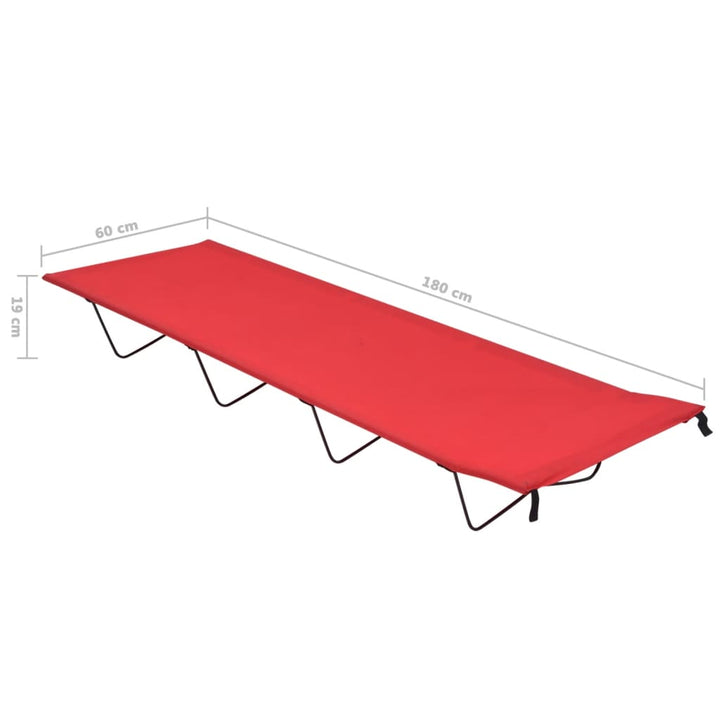 campingsenge 2 stk. 180x60x19 cm oxfordstof og stål rød