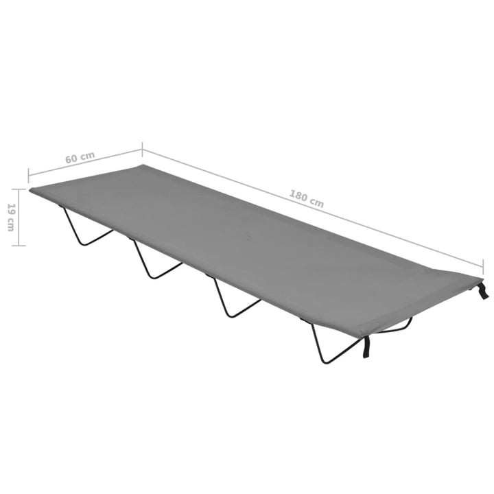 campingsenge 2 stk. 180x60x19 cm oxfordstof og stål grå