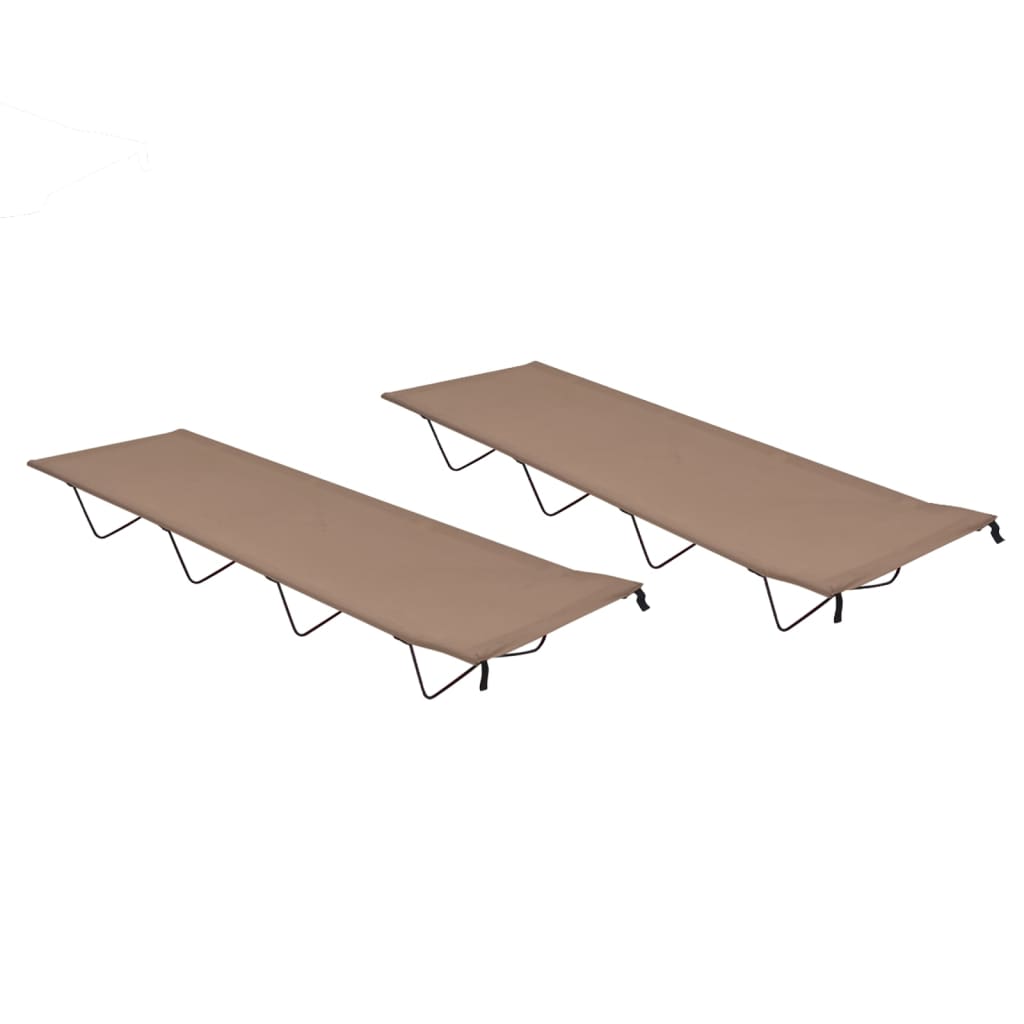 campingsenge 2 stk. 180x60x19 cm oxfordstof og stål gråbrun