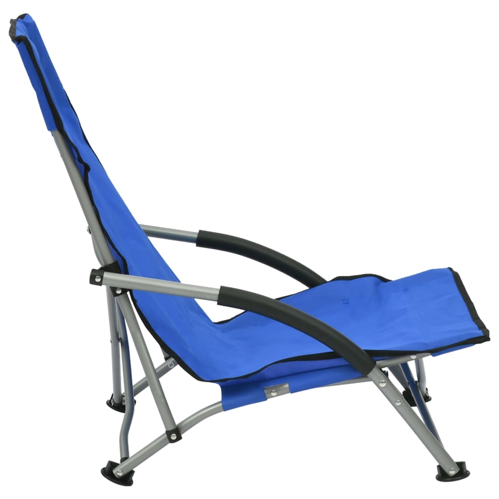 foldbare strandstole 2 stk. stof blå