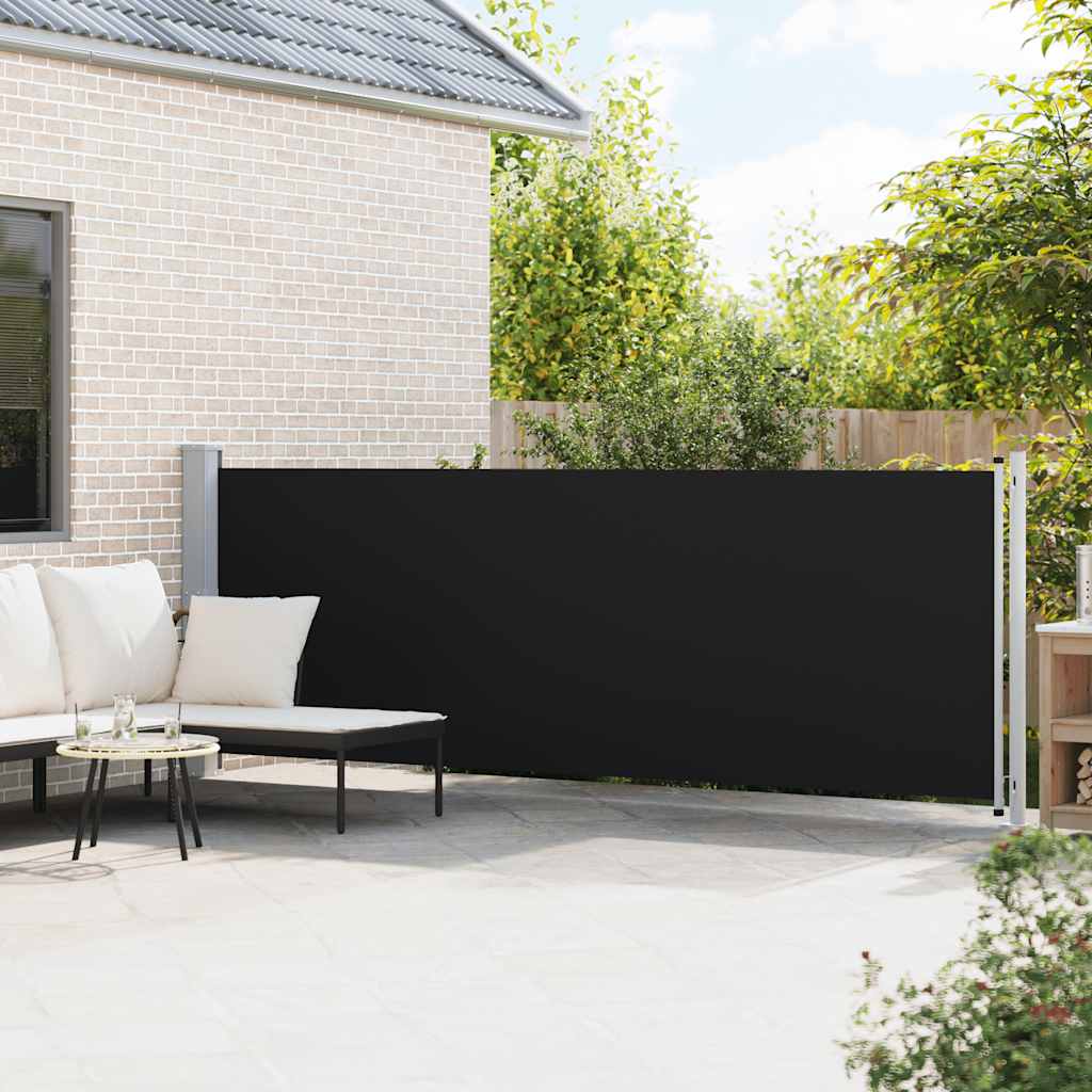 sammenrullelig sidemarkise til terrassen 140x600 cm sort