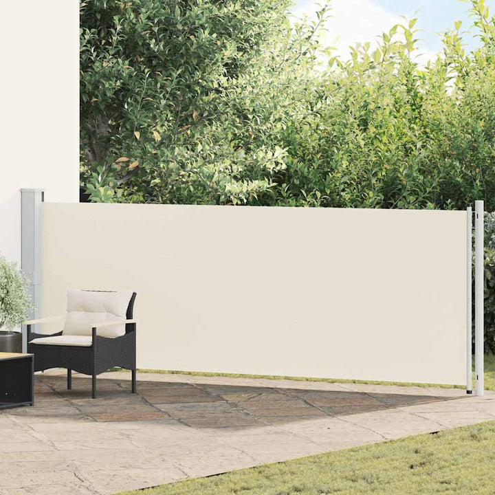 sammenrullelig sidemarkise til terrassen 140x600 cm cremefarvet