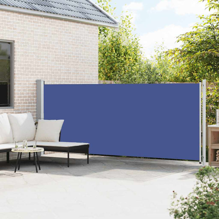 sammenrullelig sidemarkise til terrassen 600x160 cm blå