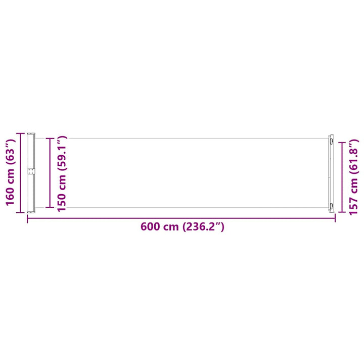 sammenrullelig sidemarkise til terrassen 600x160 cm blå