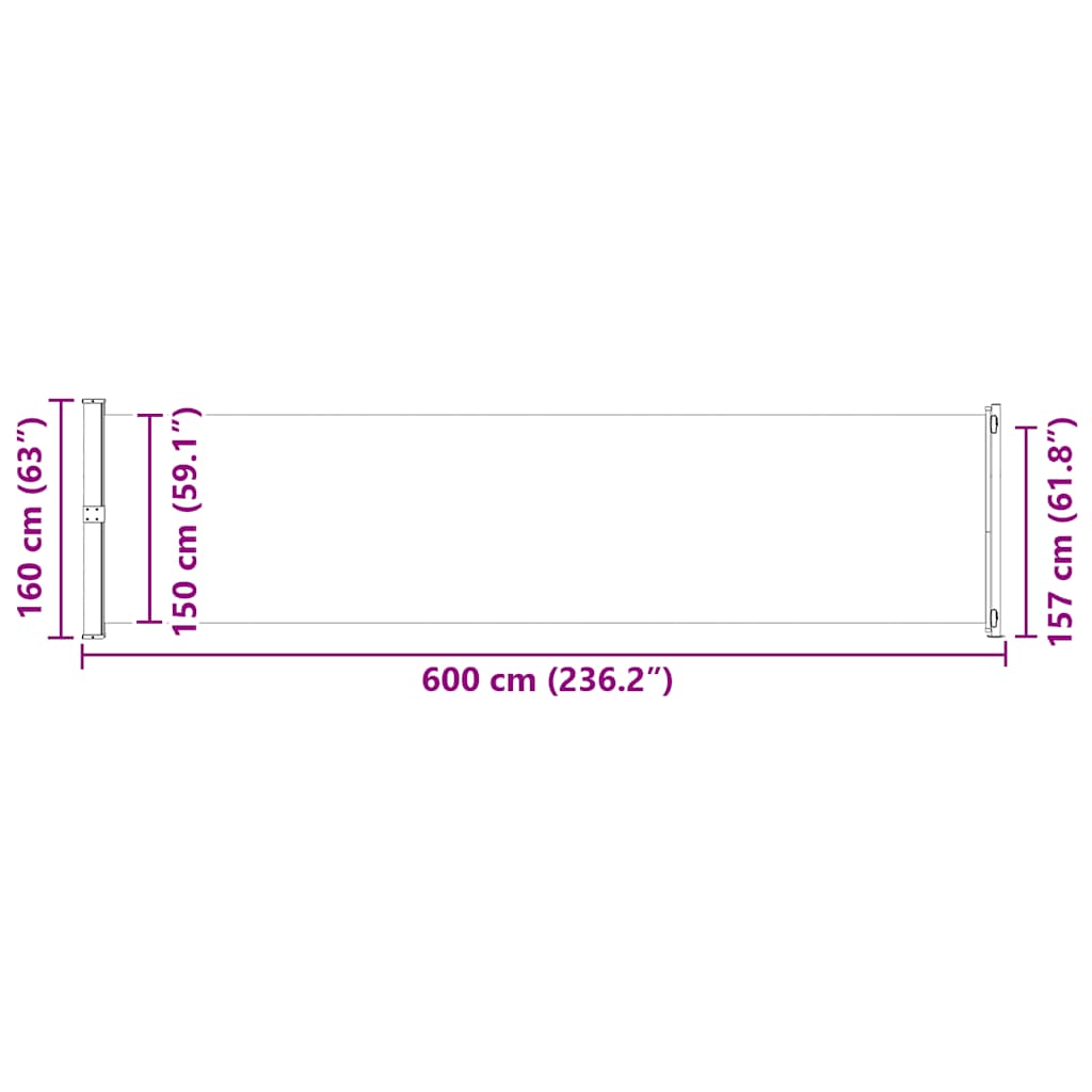 sammenrullelig sidemarkise til terrassen 600x160 cm brun