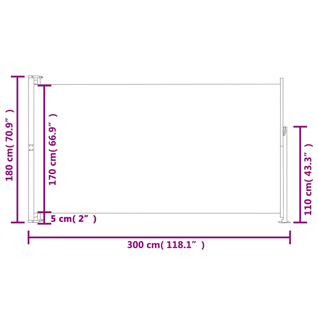sammenrullelig sidemarkise til terrassen 180x300 cm sort