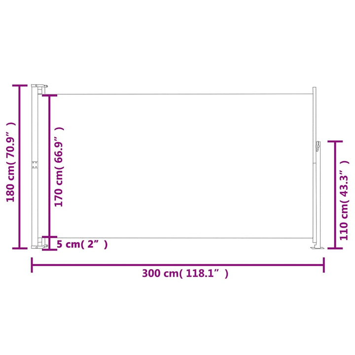 sammenrullelig sidemarkise til terrassen 180x300 cm sort