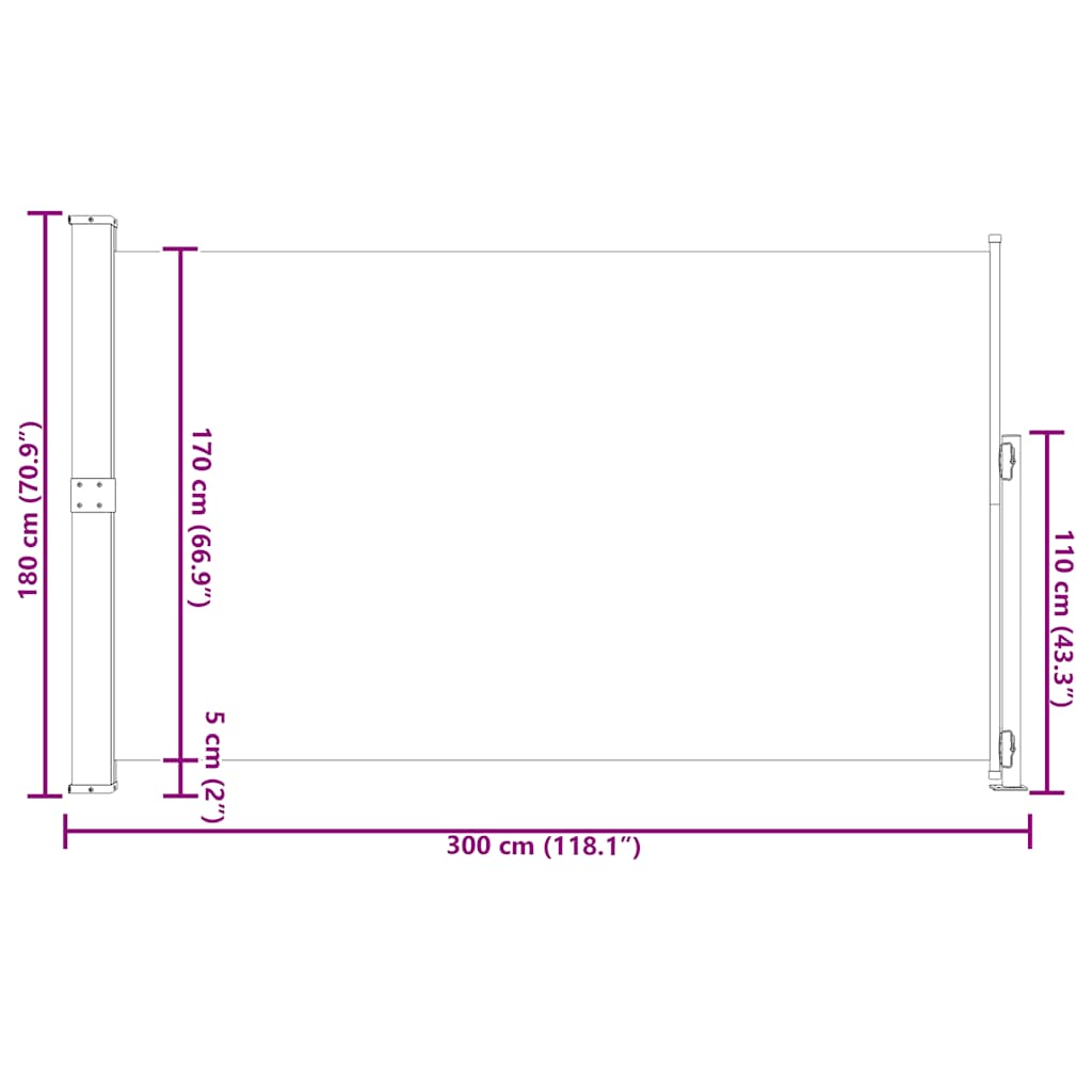 sammenrullelig sidemarkise til terrassen 180x300 cm grå