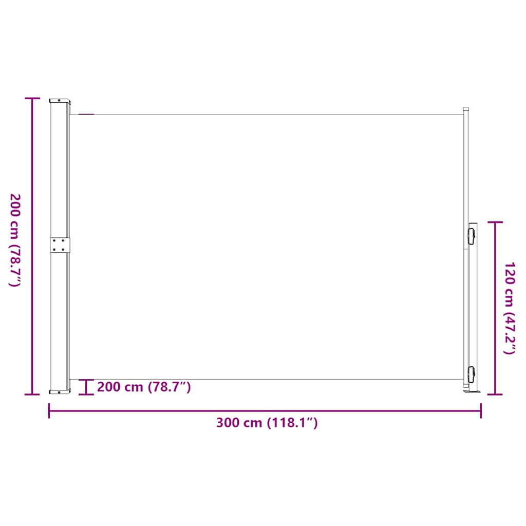 sammenrullelig sidemarkise til terrassen 200x300 cm sort