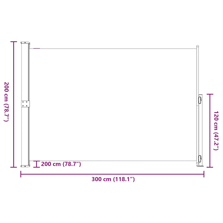 sammenrullelig sidemarkise til terrassen 200x300 cm grå