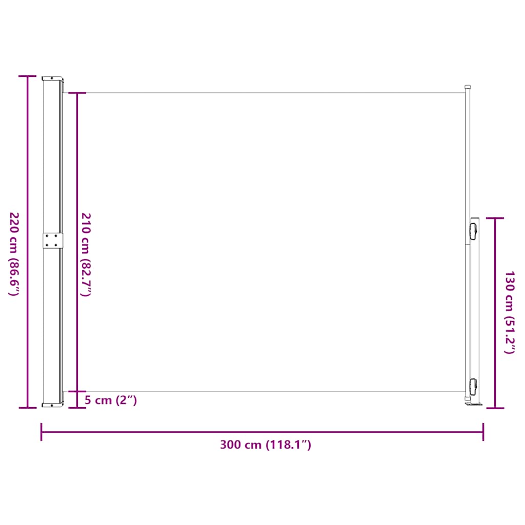 sammenrullelig sidemarkise til terrassen 220x300 cm sort