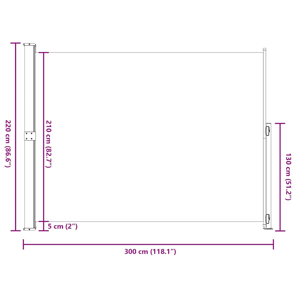 sammenrullelig sidemarkise til terrassen 220x300 cm cremefarvet