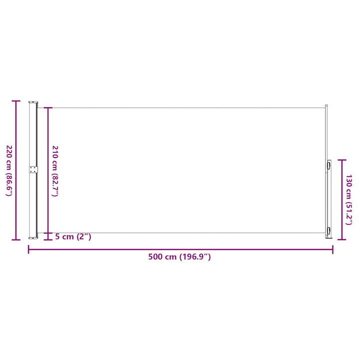 sidemarkise til terrassen 220x500 cm sammenrullelig brun