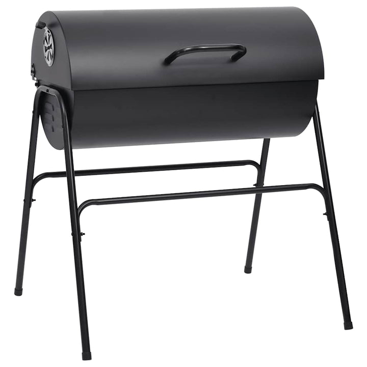 tøndegrill med 2 grillriste 80x95x90 cm stål sort
