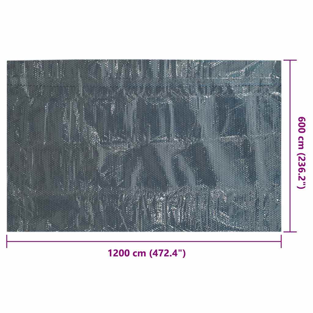 flydende solopvarmet poolovertræk 1200x600 cm PE sort og blå