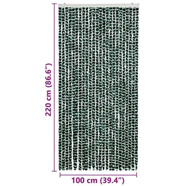 insektgardin 100x220 cm chenille grøn og hvid