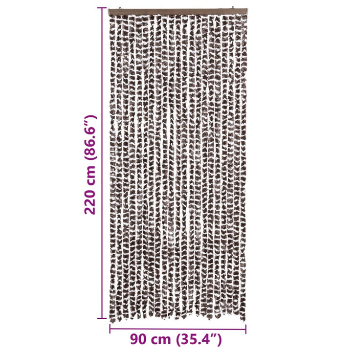 insektgardin 90x220 cm chenille brun og hvid