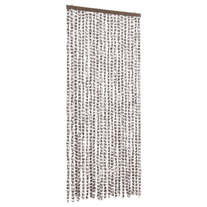 insektgardin 90x220 cm chenille gråbrun og hvid