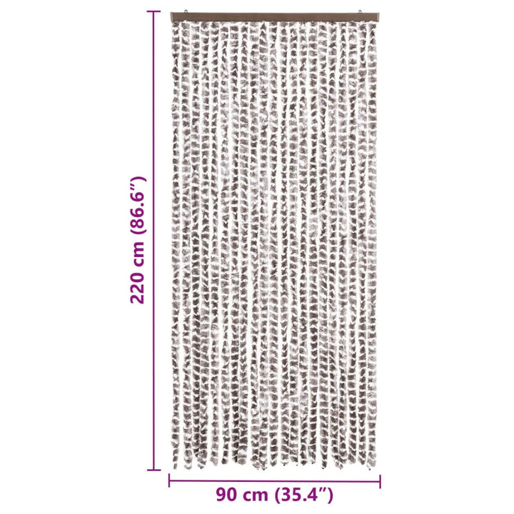 insektgardin 90x220 cm chenille gråbrun og hvid
