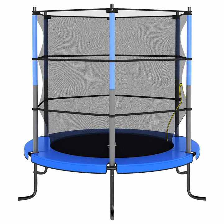 trampolinsæt med sikkerhedsnet 140x160 cm rund blå