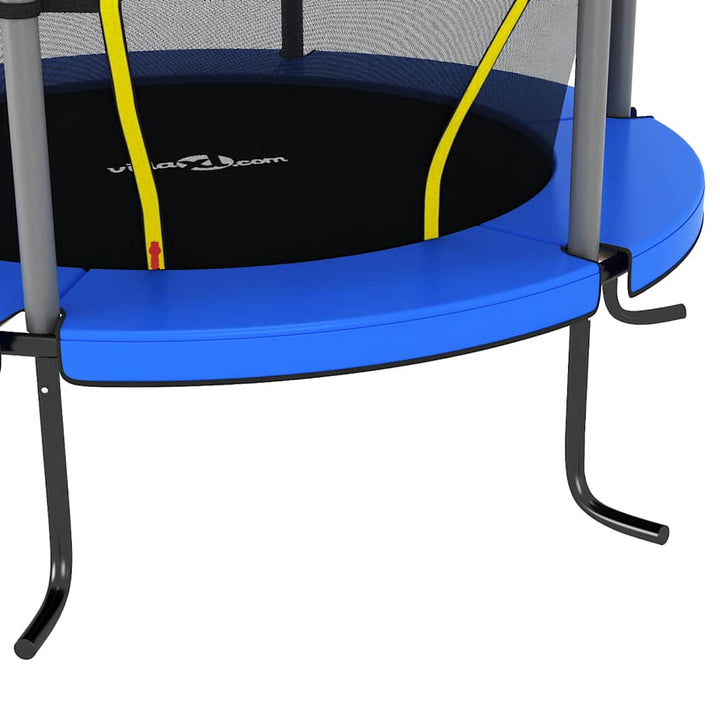 trampolinsæt med sikkerhedsnet 140x160 cm rund blå