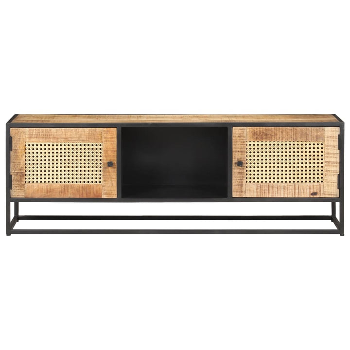 tv-skab 120x30x40 cm ru mangotræ og naturlig rørflet