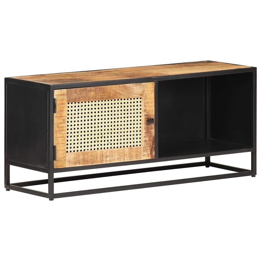 tv-skab 90x30x40 cm ru mangotræ og naturlig rørflet