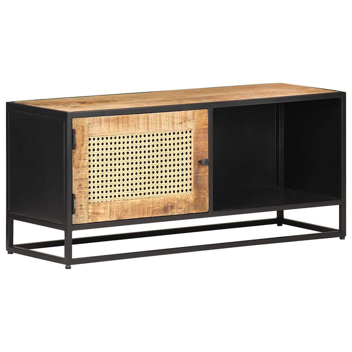 tv-skab 90x30x40 cm ru mangotræ og naturlig rørflet