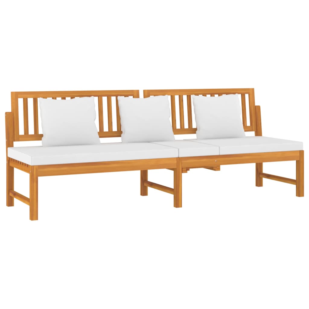 daybed med cremefarvet hynde 200x60x75 cm massivt akacietræ