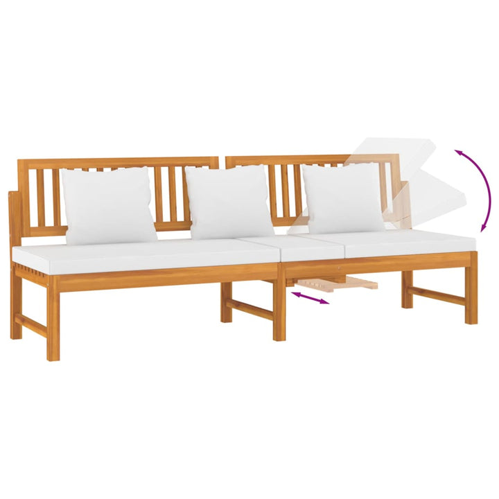 daybed med cremefarvet hynde 200x60x75 cm massivt akacietræ