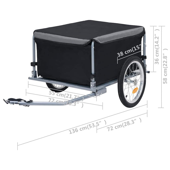 cykelvogn 65 kg sort og grå