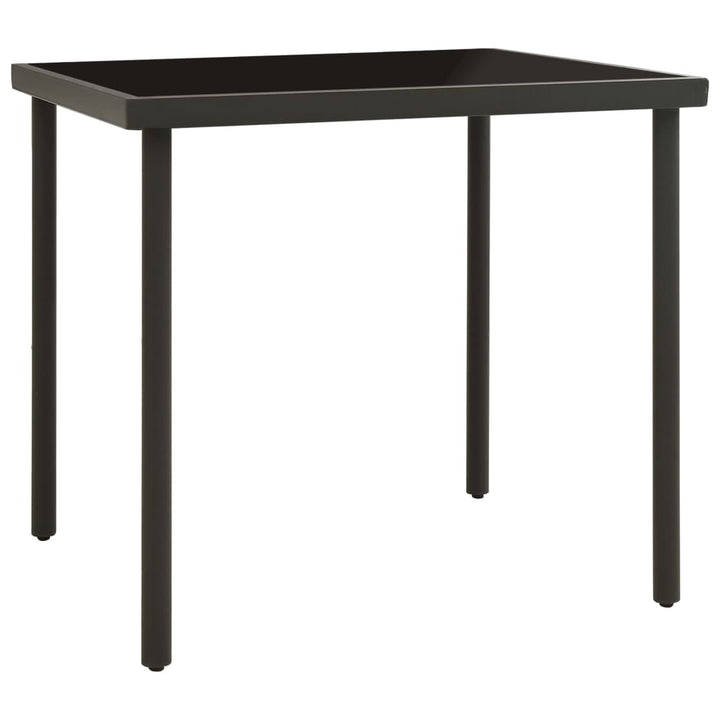 havebord 80x80x72 cm glas og stål antracitgrå