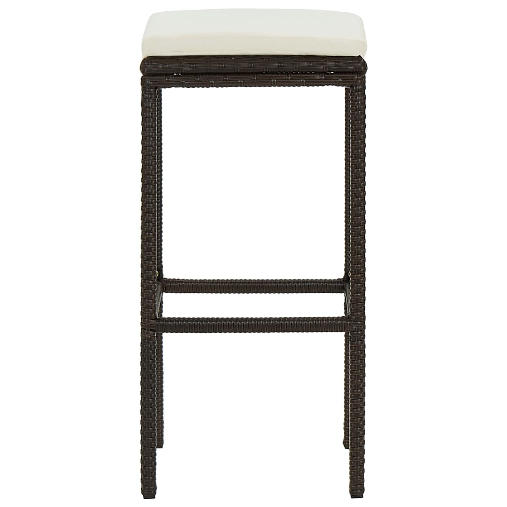 barstole med hynder 4 stk. polyrattan brun