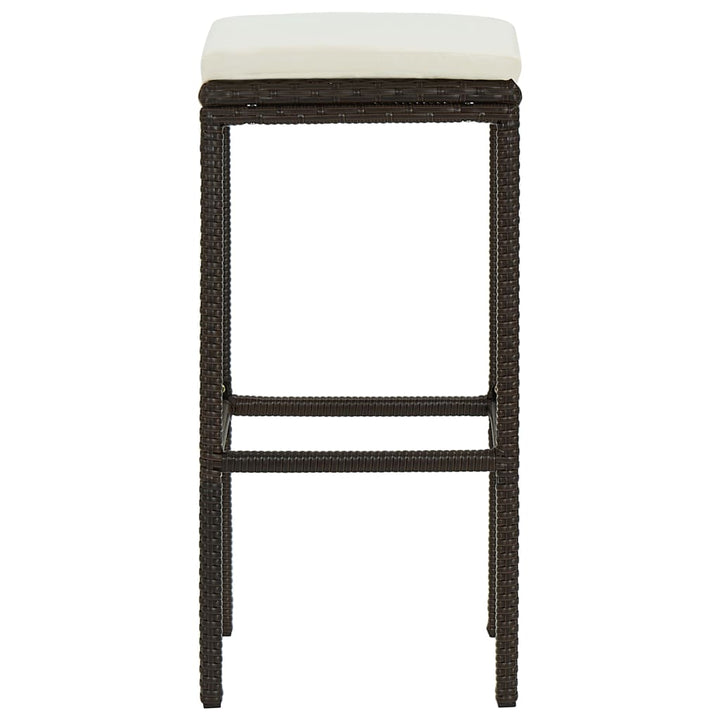 barstole med hynder 4 stk. polyrattan brun