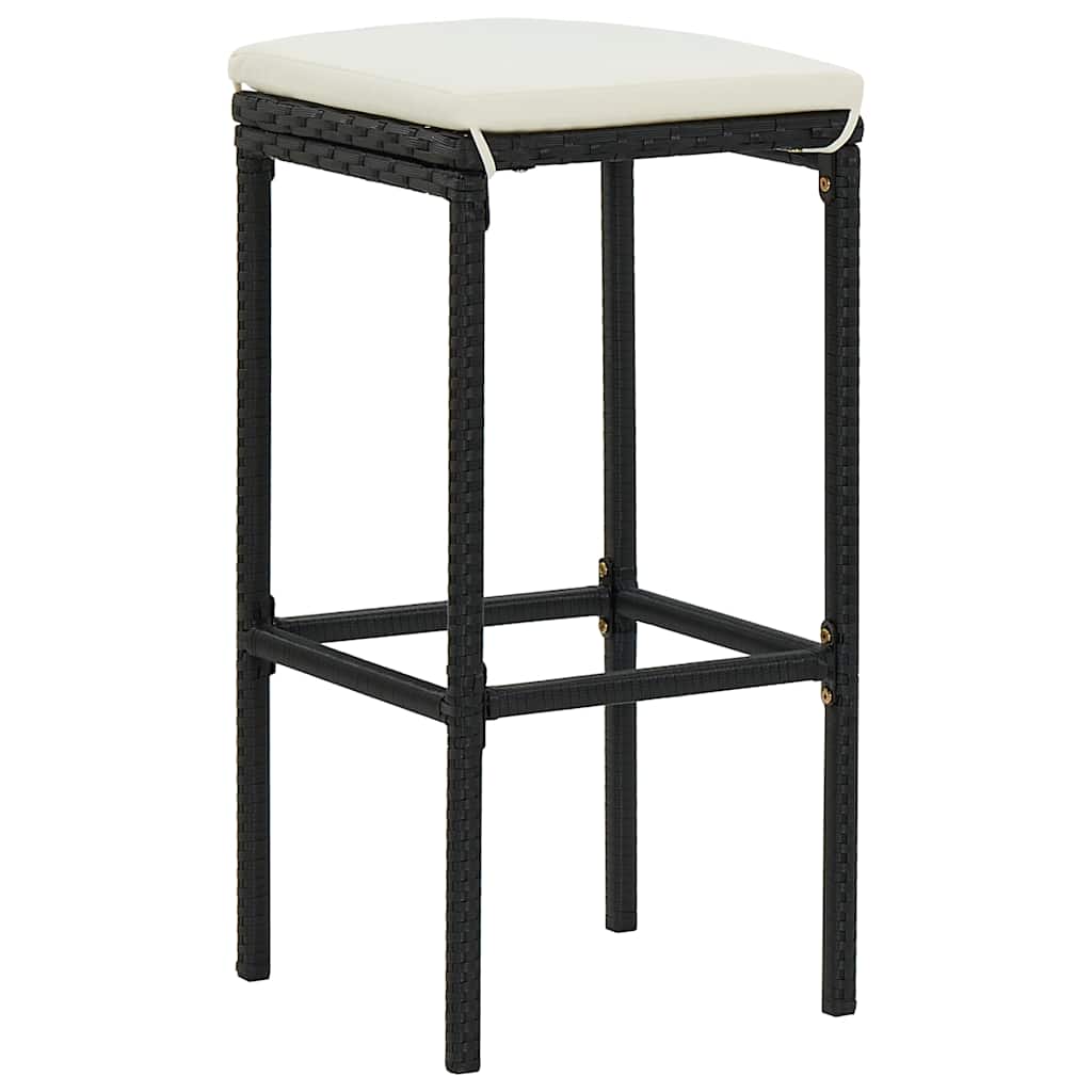 barstole med hynder 4 stk. polyrattan sort