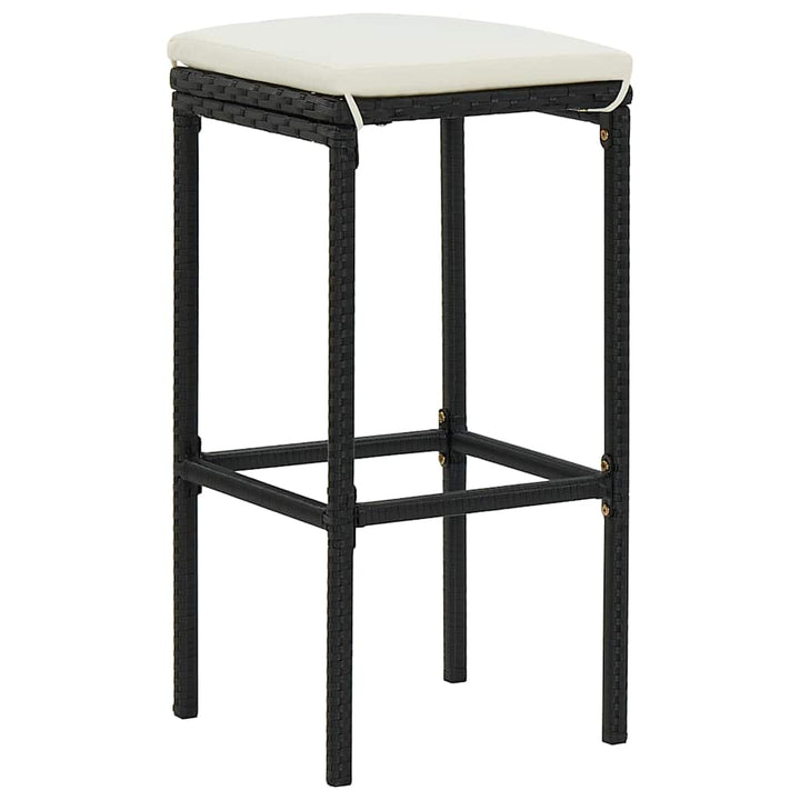 barstole med hynder 4 stk. polyrattan sort