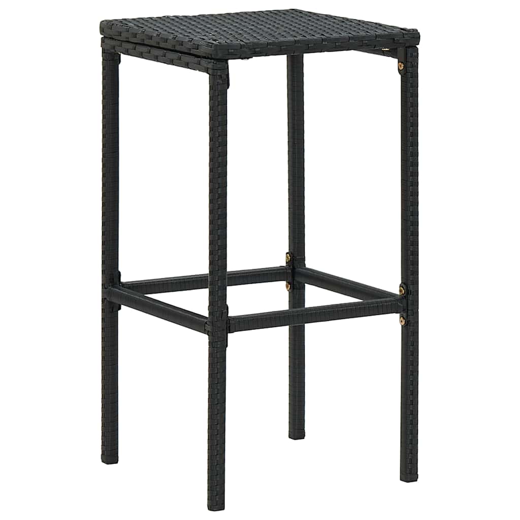 barstole med hynder 4 stk. polyrattan sort