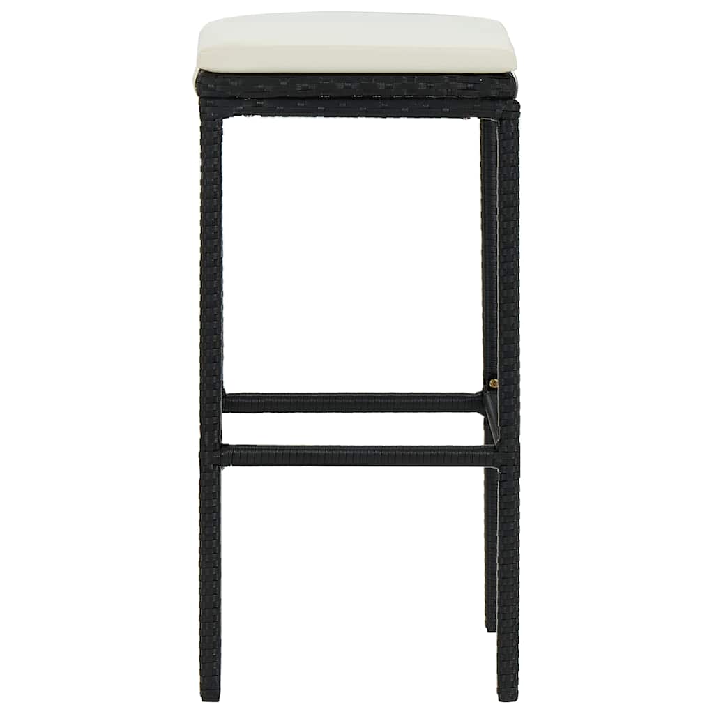 barstole med hynder 4 stk. polyrattan sort