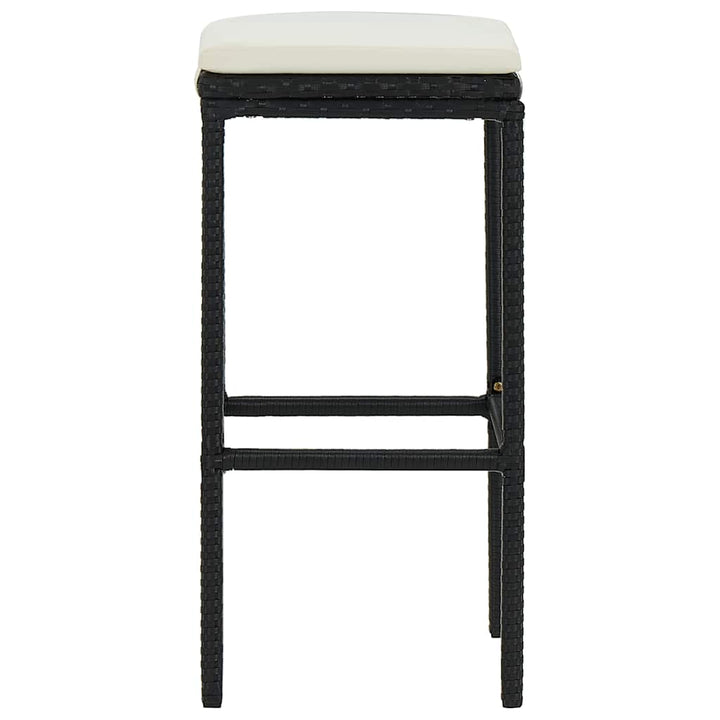barstole med hynder 4 stk. polyrattan sort