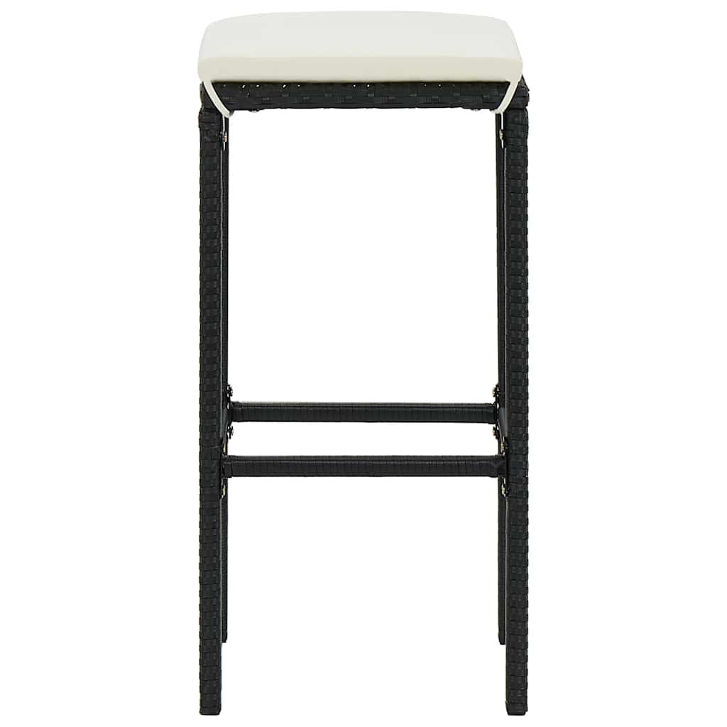 barstole med hynder 4 stk. polyrattan sort