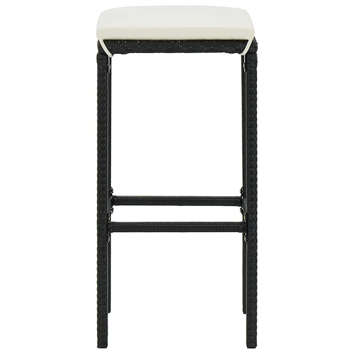 barstole med hynder 4 stk. polyrattan sort